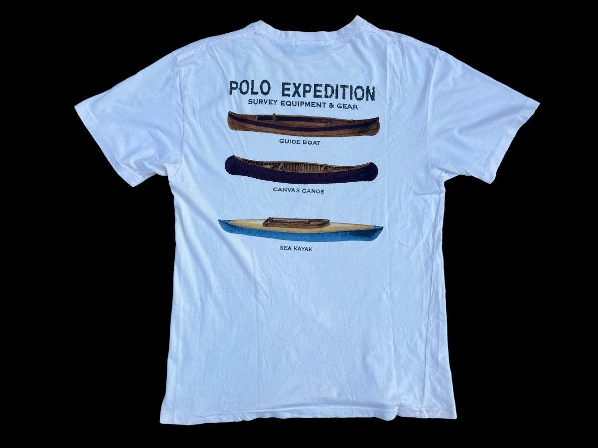 image of Ralph Lauren x Vintage 90's Prl Expedition Survey Equipment & Gear T Shirt in Peach (Size Medium)