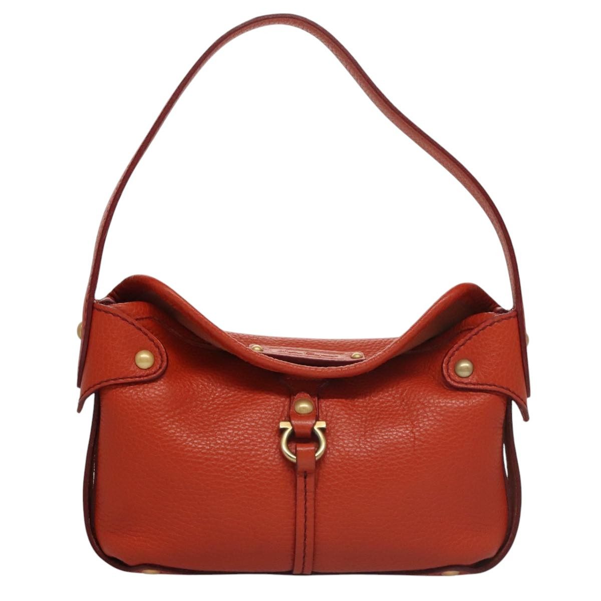 Salvatore Ferragamo Gancini Orange Leather Handbag (Pre-Owned) Size ONE SIZE - 1 Thumbnail