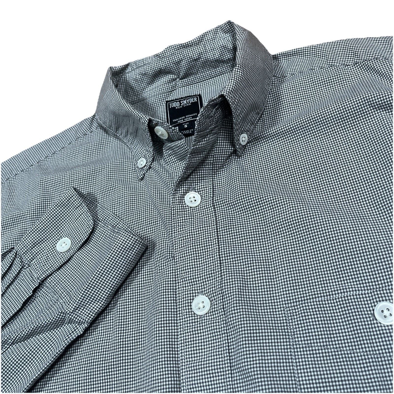 Todd Snyder Todd Snyder Shirt Grey Micro Check Plaid Button Long Sleeve Size US S / EU 44-46 / 1 - 1 Thumbnail