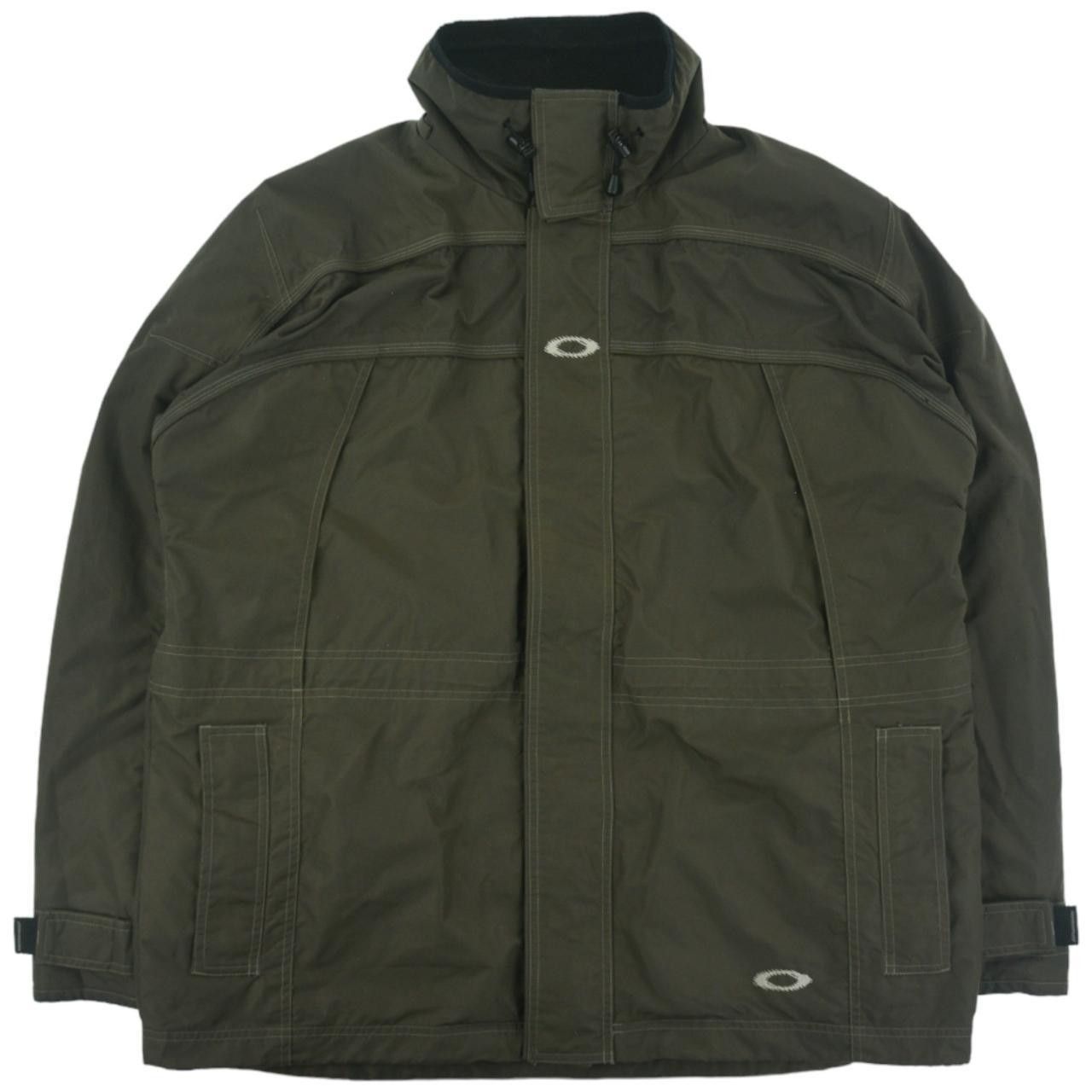 image of Vintage Oakley Center Logo Zip Up Jacket Size L in Khaki, Men's