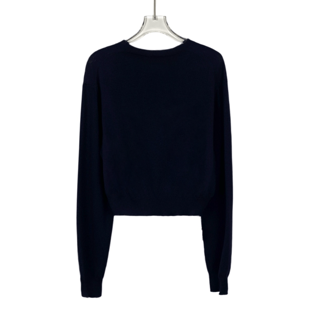 Miu Miu MiuMiu Navy Wool Logo Embroidered Knit Sweater (Size S) Size S / US 4 / IT 40 - 8 Thumbnail