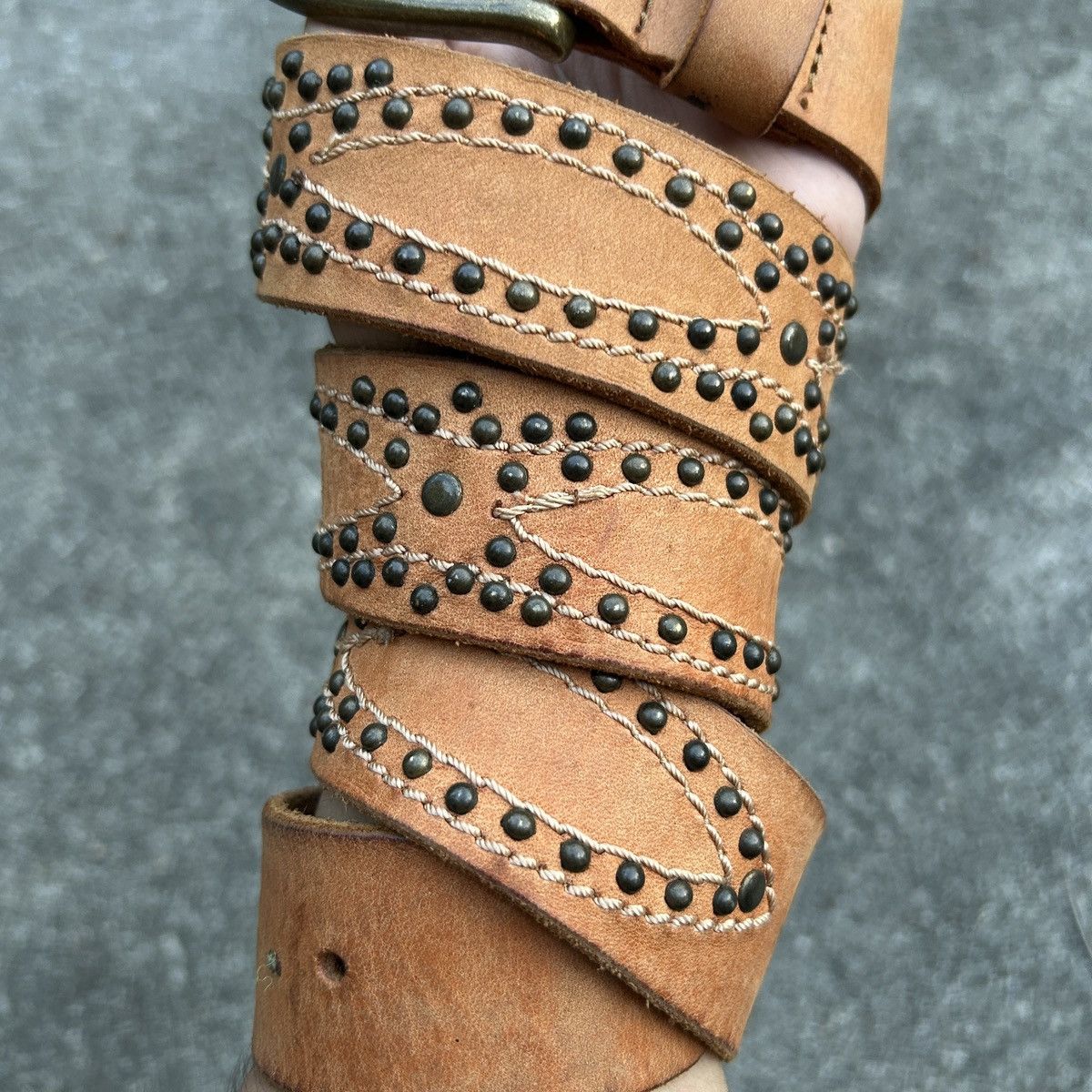 Vintage Vintage studded leather belt (Kapital Style) Size ONE SIZE - 4 Thumbnail