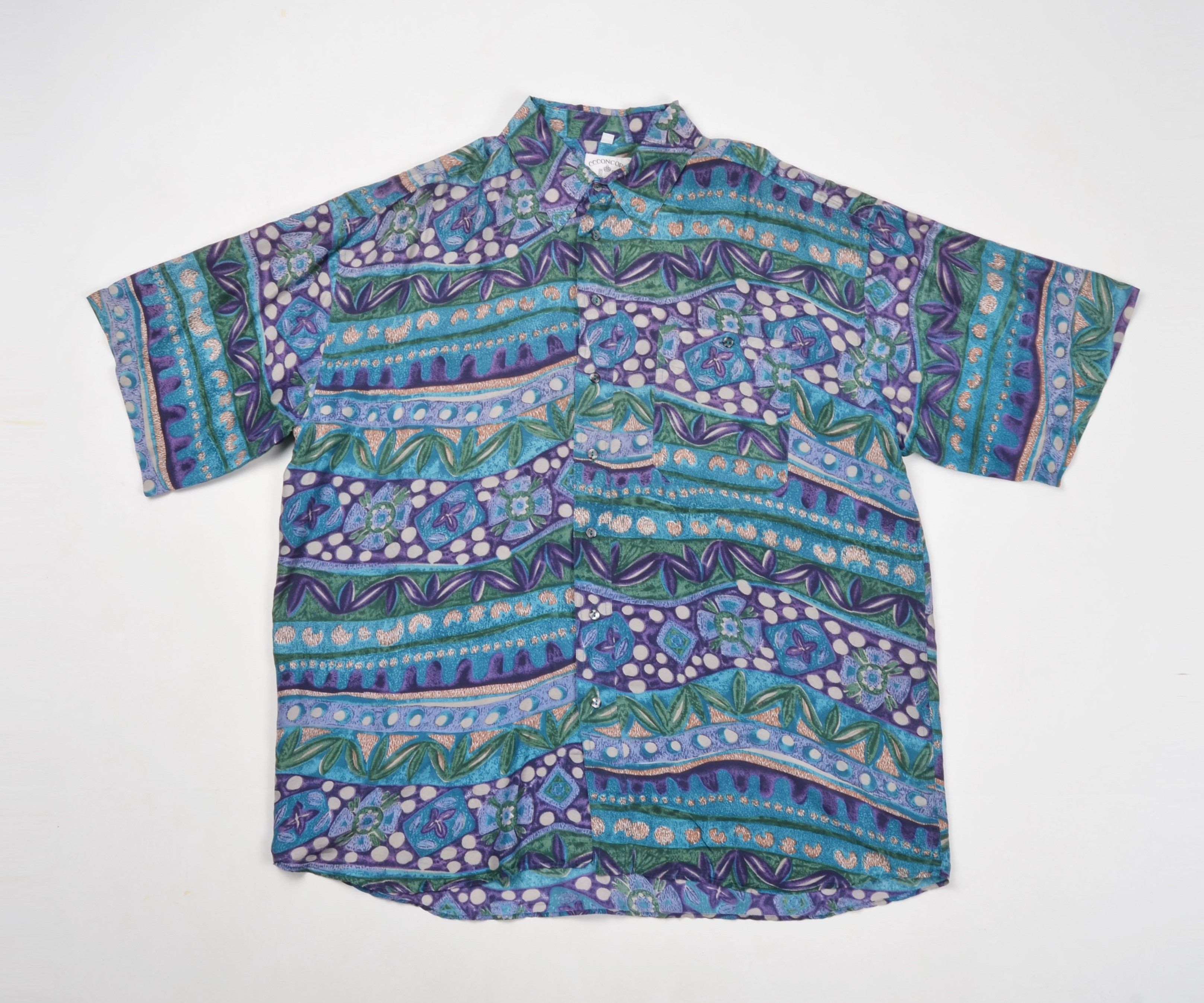 Vintage Men's Vintage Concord Abstract Pattern Light Silk Shirt Size US XXL / EU 58 / 5 - 1 Thumbnail