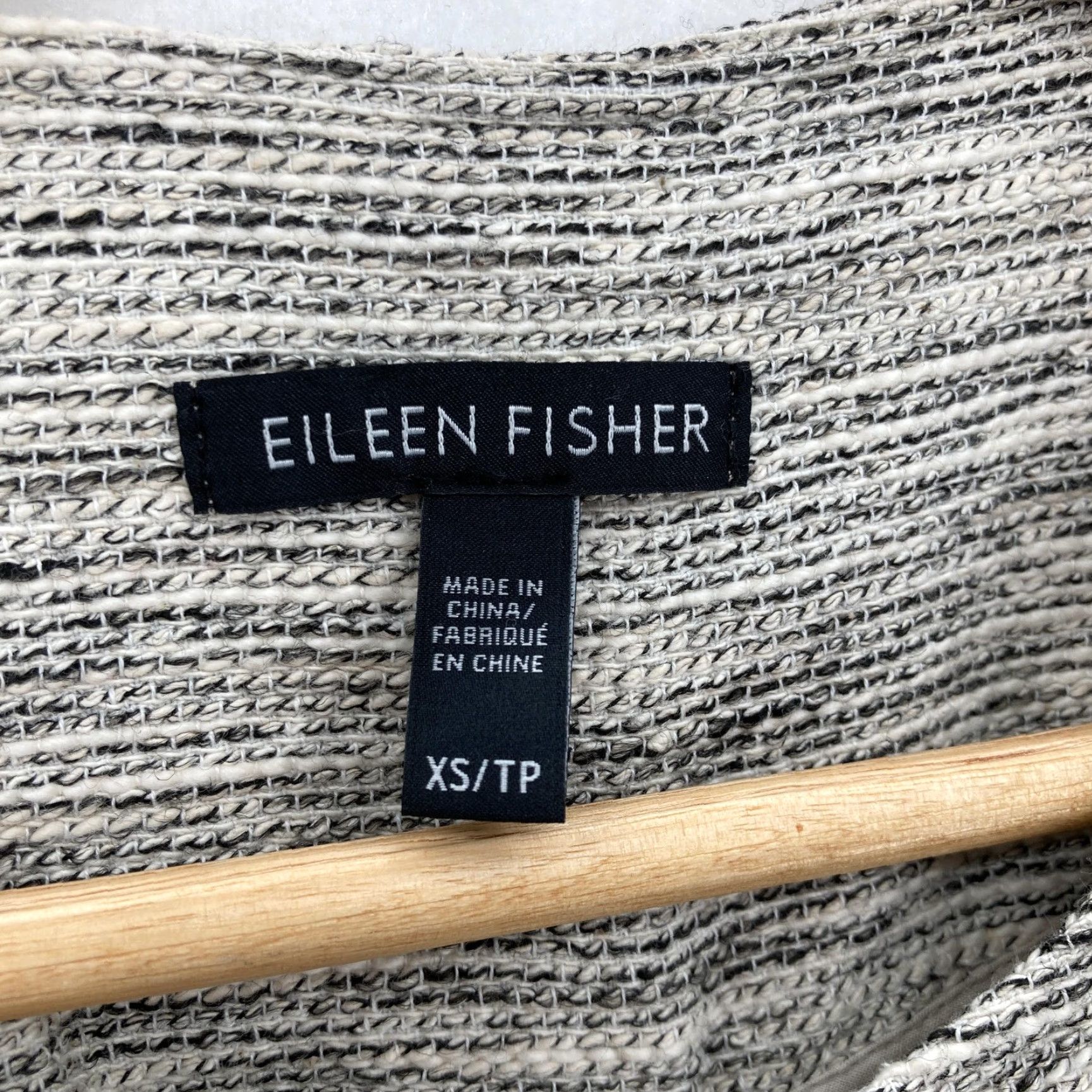Eileen Fisher VINTAGE Eileen Fisher Coat XS Textured Knit Cotton Blend Snap Front Pockets Gray Striped Overcoat Womens XS Size XS / US 0-2 / IT 36-38 - 4 Thumbnail