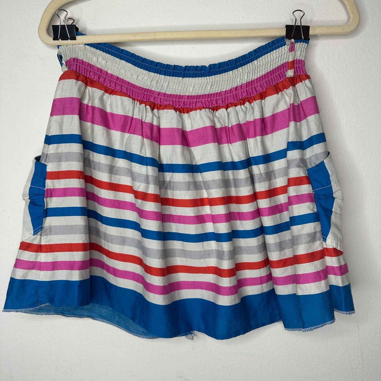 Other Nautical Blue Pink Stripe Button Front Pockets Mini Skirt S Size 27" / US 4 / IT 40 - 6 Thumbnail