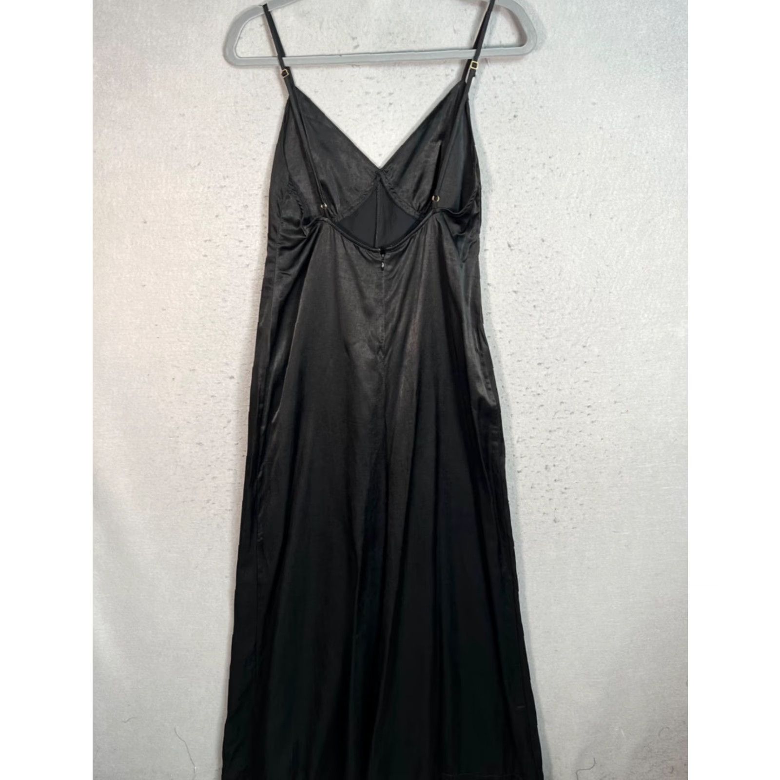 Vintage VINTAGE WeWoreWhat Black Satin Slip Jumpsuit With Adjustable Straps Size Small Women Sleeveless Wide-Leg One-Piece Satin Jumpsuit XS-? Size 28" / US 6 / IT 42 - 2 Thumbnail