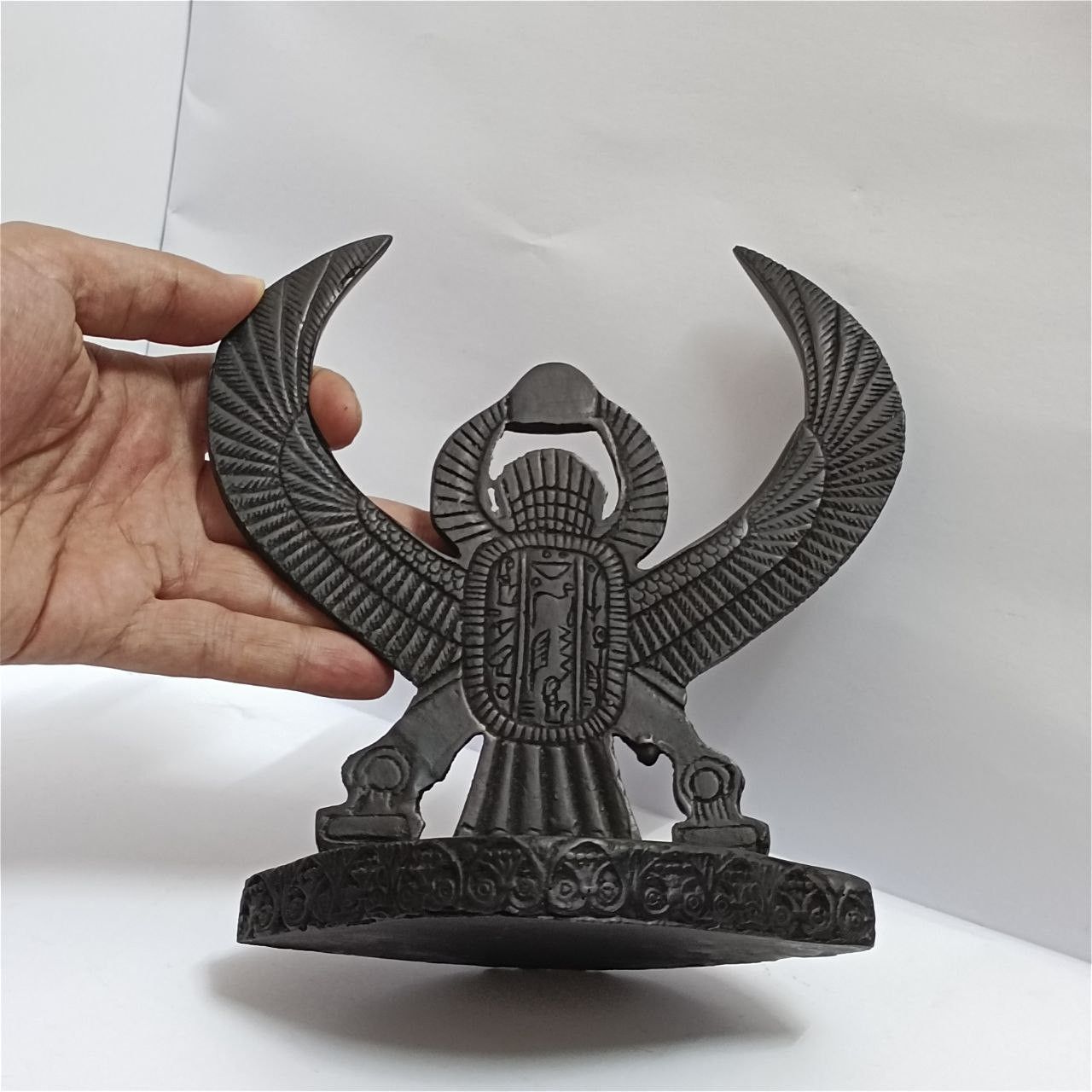 Handmade Egyptian Winged Scarab Handcrafted Black Stone Pharaoh Style Size ONE SIZE - 5 Thumbnail