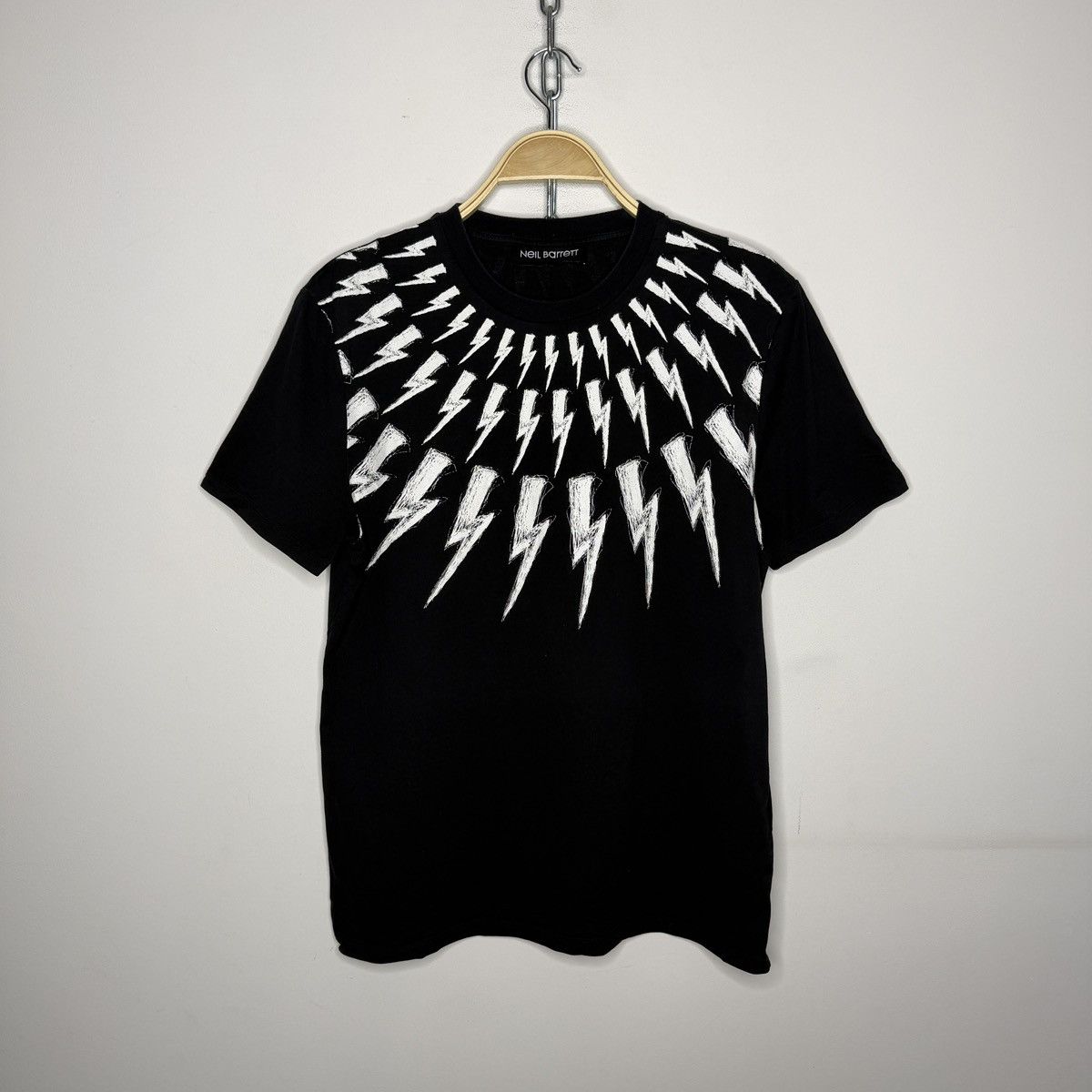 RRP $246 Neil Barrett Fairisle Thunderbolt T-Shirt Size M