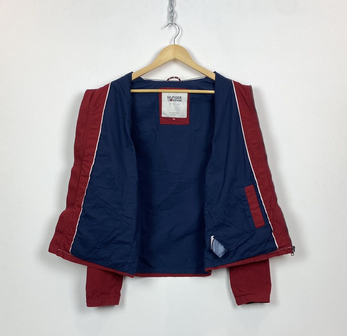 Tommy Hilfiger Hilfiger Denim Full Zip Bomber Jacket Size M Red Cotton Size US M / EU 48-50 / 2 - 4 Thumbnail