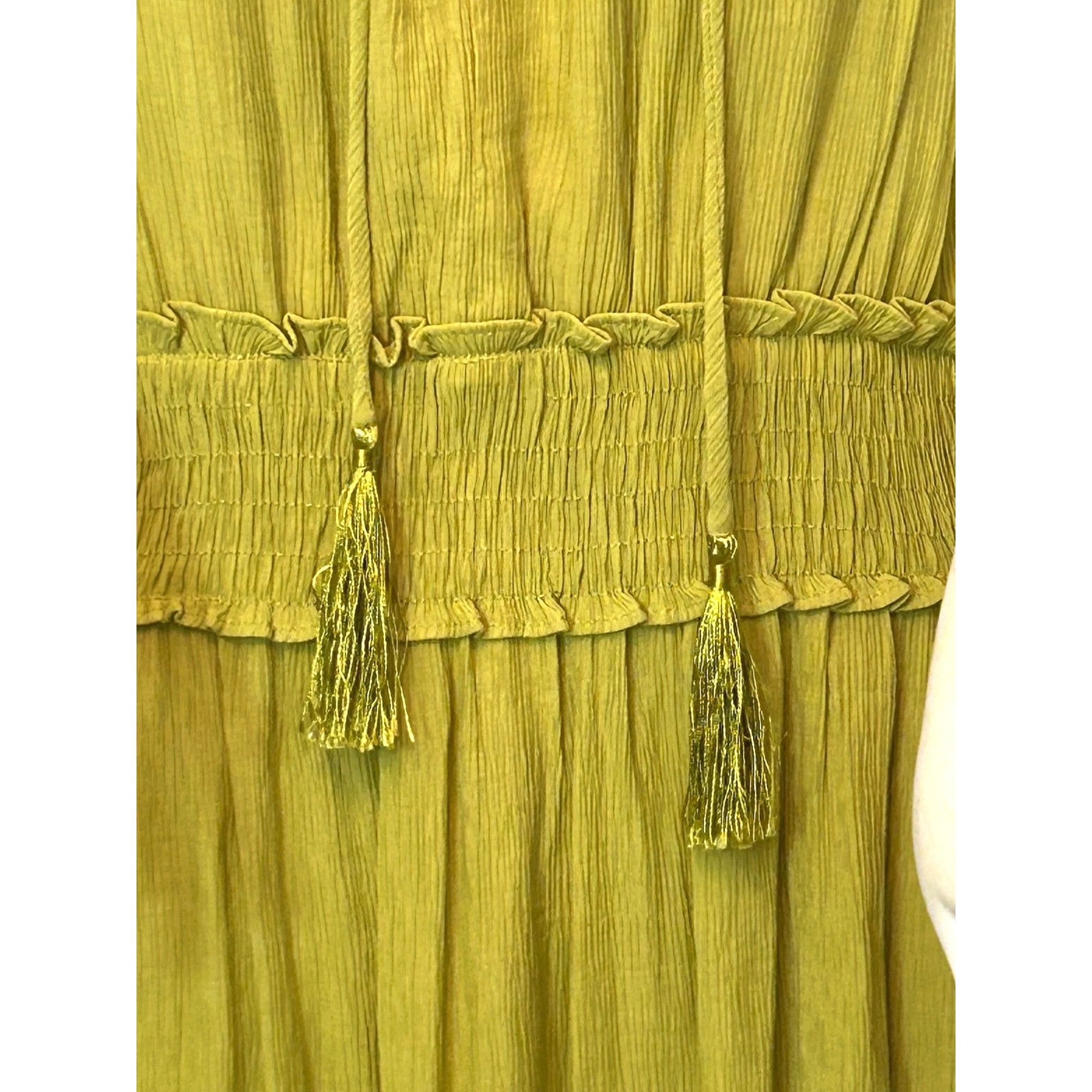 Other Taylor Maxi Dress L Chartreuse Drawstring Halter Sleeveless Size L / US 10 / IT 46 - 10 Thumbnail