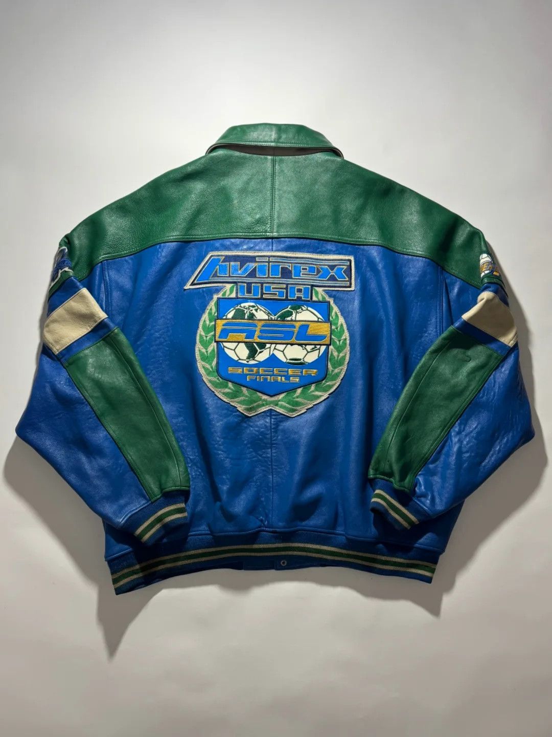 Avirex Vintage 1998 Avirex ASL Soccer Finals Leather Jacket Size US XXL / EU 58 / 5 - 1 Thumbnail