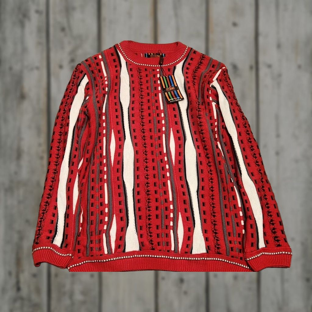 Steven Alan VINTAGE Steven Land Sweater Mens M Red Geometric 3D 90s USA Y2K Chunky NEW Size US M / EU 48-50 / 2 - 1 Thumbnail