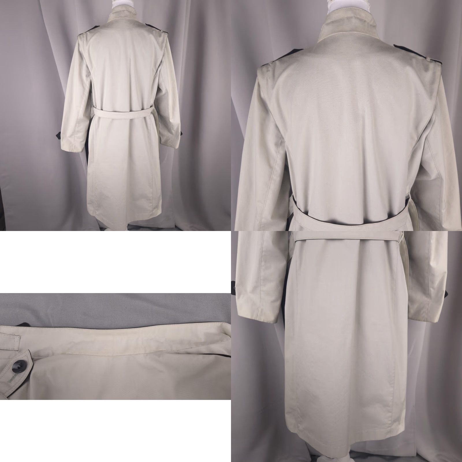 VINTAGE Trench Coat Womens Beige S M Belted Epaulet Raincoat Timeless Single Breasted Civilian Style Coat Womens