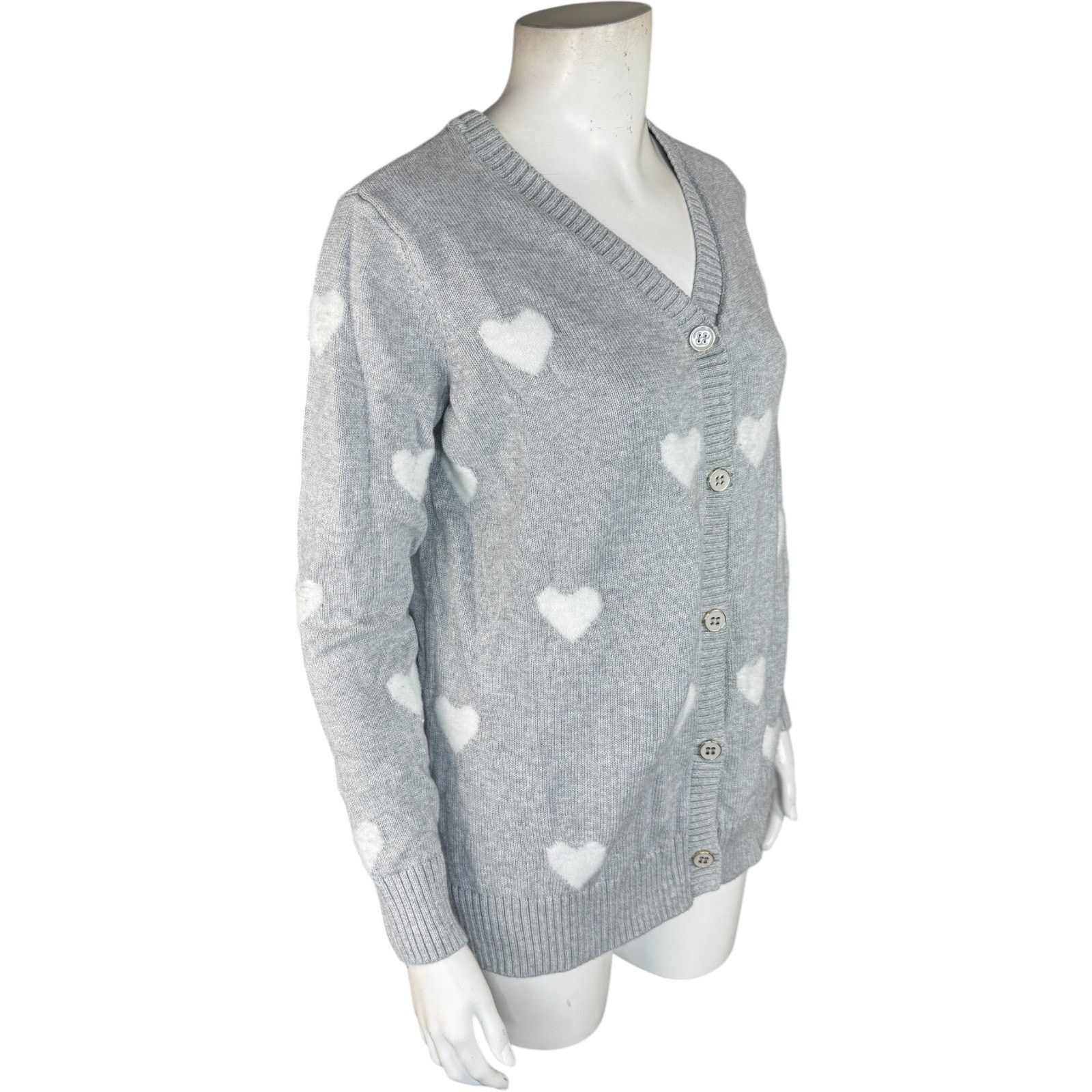 Other Belle by Kim GravelFuzzy Heart Cardigan Heather Gray Medium Size M / US 6-8 / IT 42-44 - 6 Thumbnail