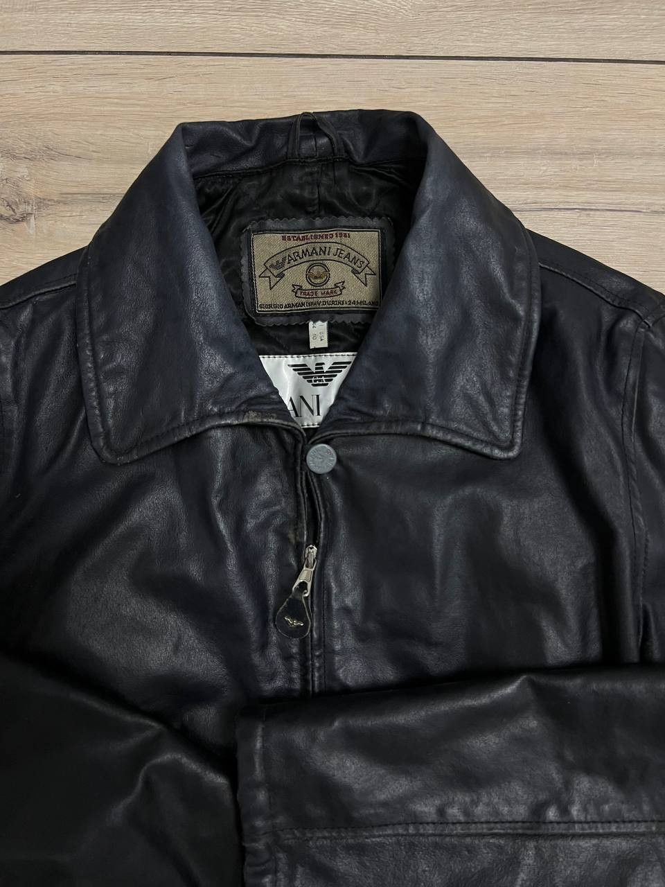 Giorgio Armani Vintage Armani Jeans Leather Jacket Motorcycle Style US 10 Size L / US 10 / IT 46 - 2 Thumbnail