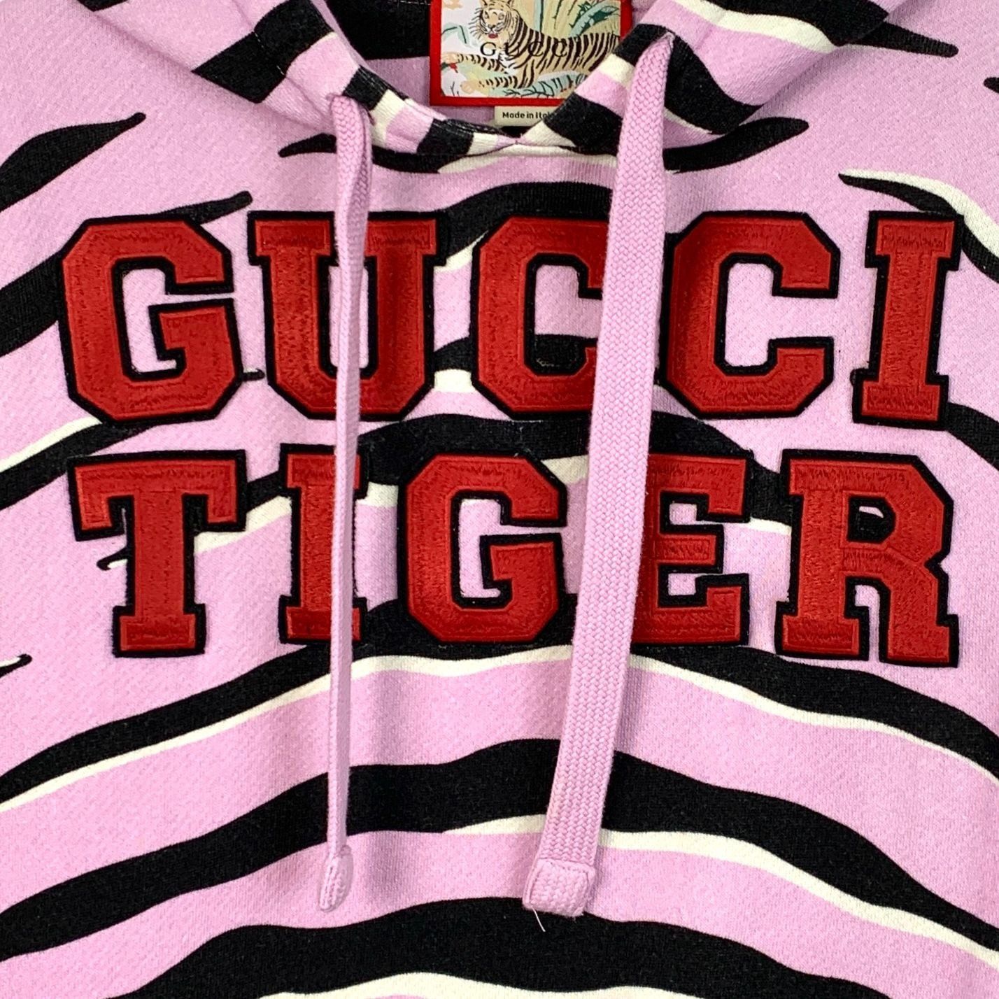 Gucci Gucci Tiger Print Pink & Black Striped Cotton Hoodie S Size S / US 4 / IT 40 - 9 Thumbnail