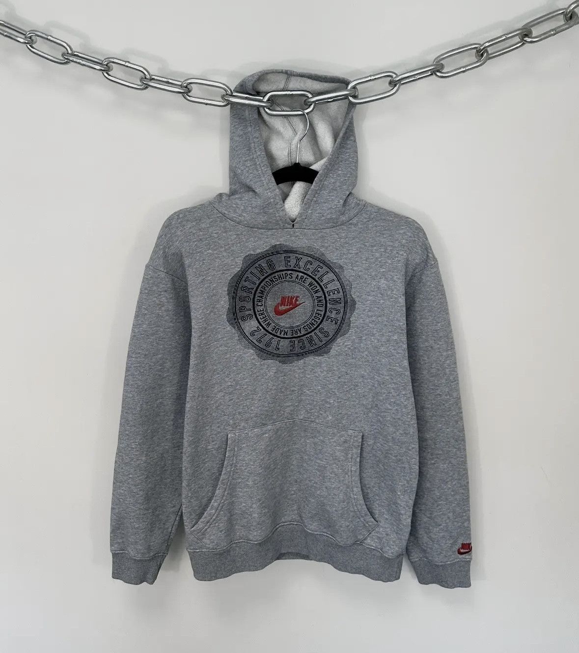 Nike × Vintage Vintage Nike Y2K Big Logo Retro Hype Gray Hoodie Size US S / EU 44-46 / 1 - 1 Thumbnail