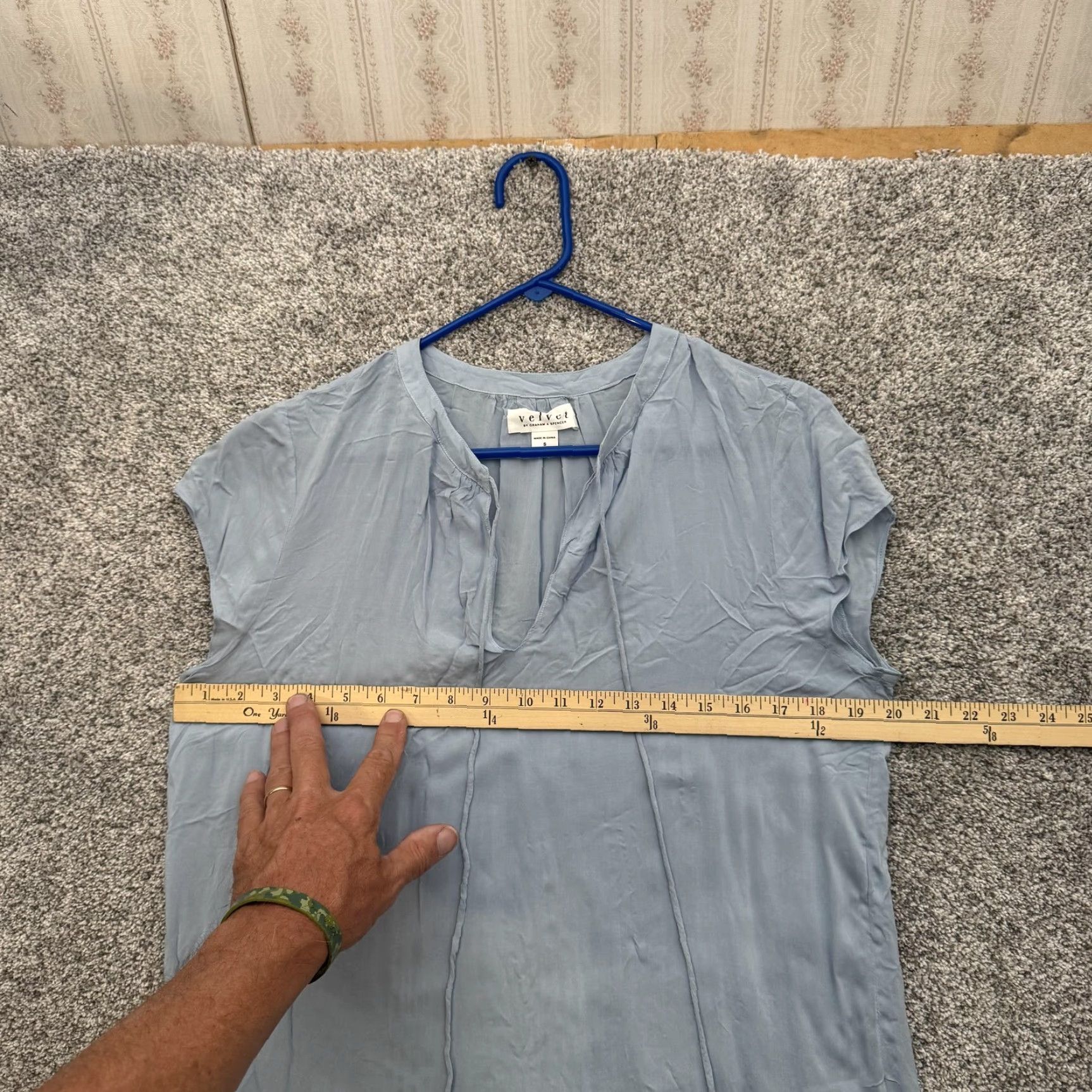 Velvet Velt Velvet Graham & Spencer Shirt Womens Small Blue Cap Sleeve Lightweight Viscose Shirt Womens Small Blue Cap Sleeve Lightweight Viscose Size S / US 4 / IT 40 - 3 Thumbnail