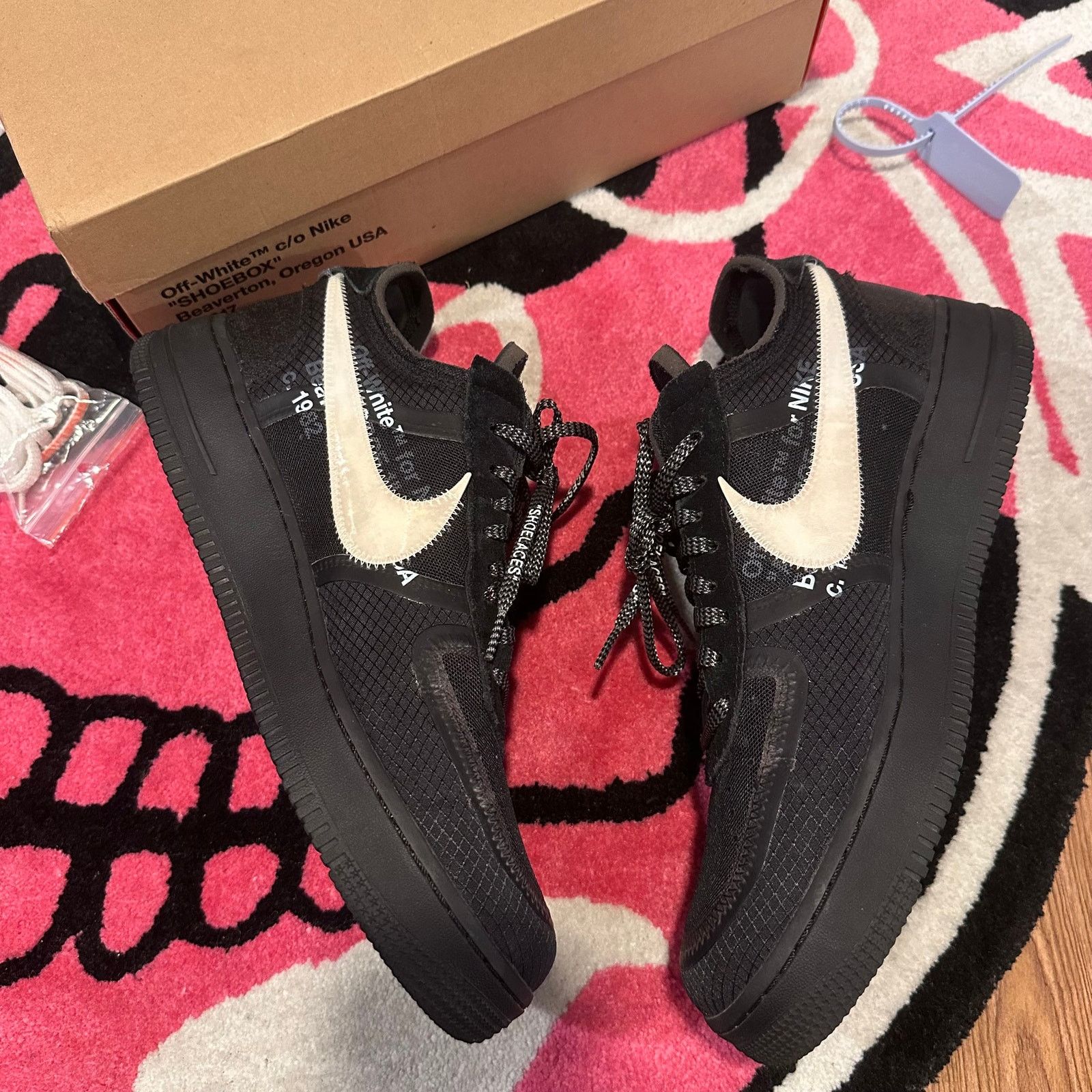 Nike × Off-White Nike Air Force 1 Low Off-White “Black” - Size 11.5 - Used Size US 11.5 / EU 44-45 - 10 Thumbnail