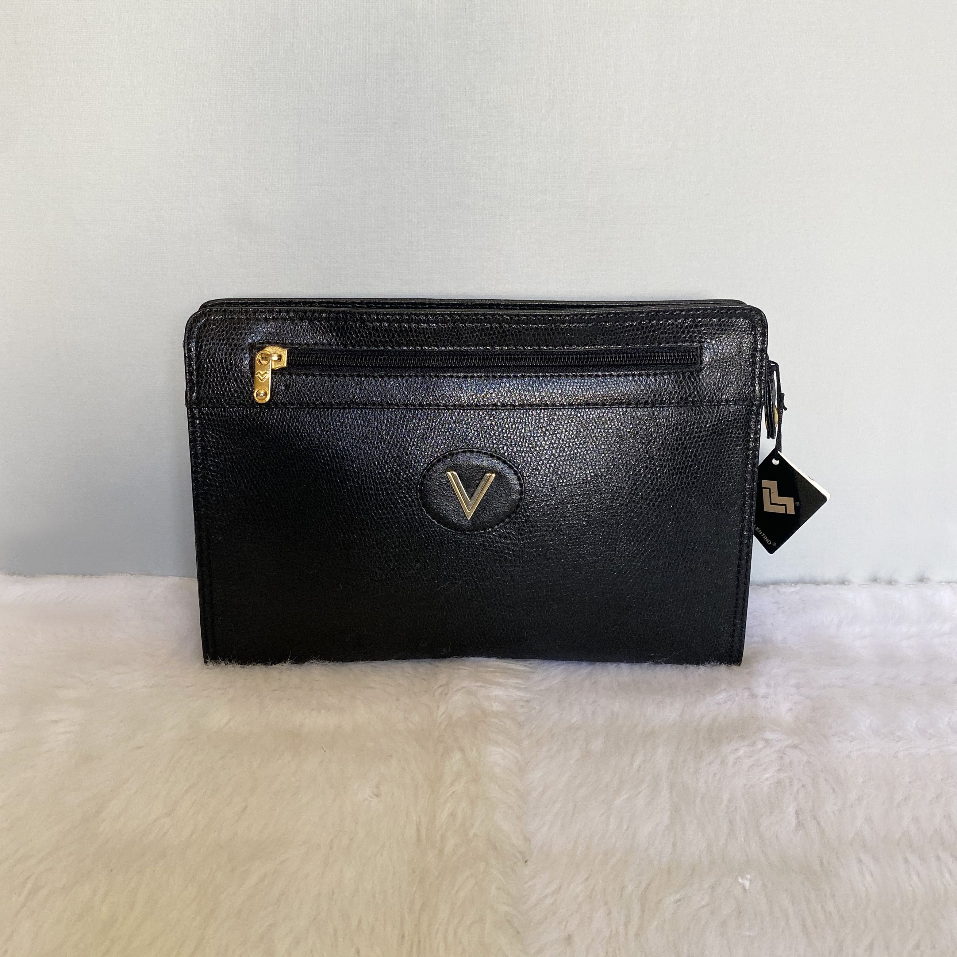 Mario Valentino × Vintage MARIO VALENTINO Vintage Black Leather Clutch Bag Size ONE SIZE - 1 Thumbnail