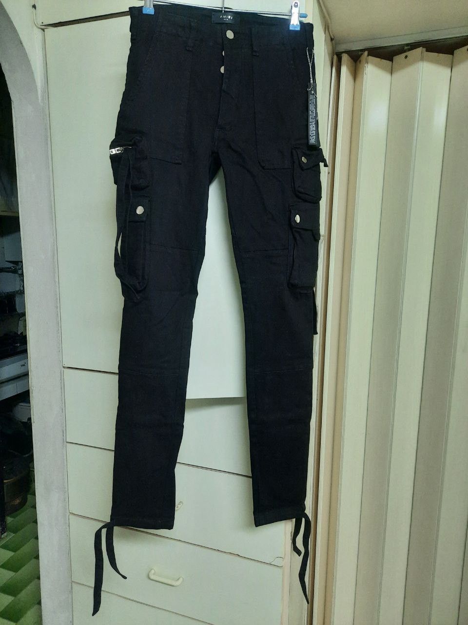 image of Amiri Tatical Cargo Denim Pants in Black, Men's (Size 32)