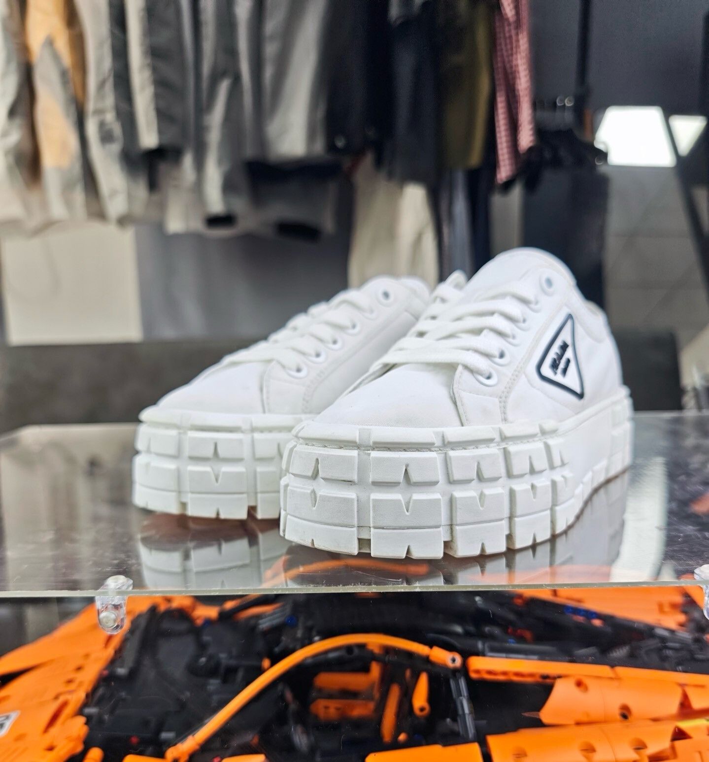 Prada Prada White Lowtop Sneakers us_6-5 Women Size US 6.5 / IT 36.5 - 1 Thumbnail
