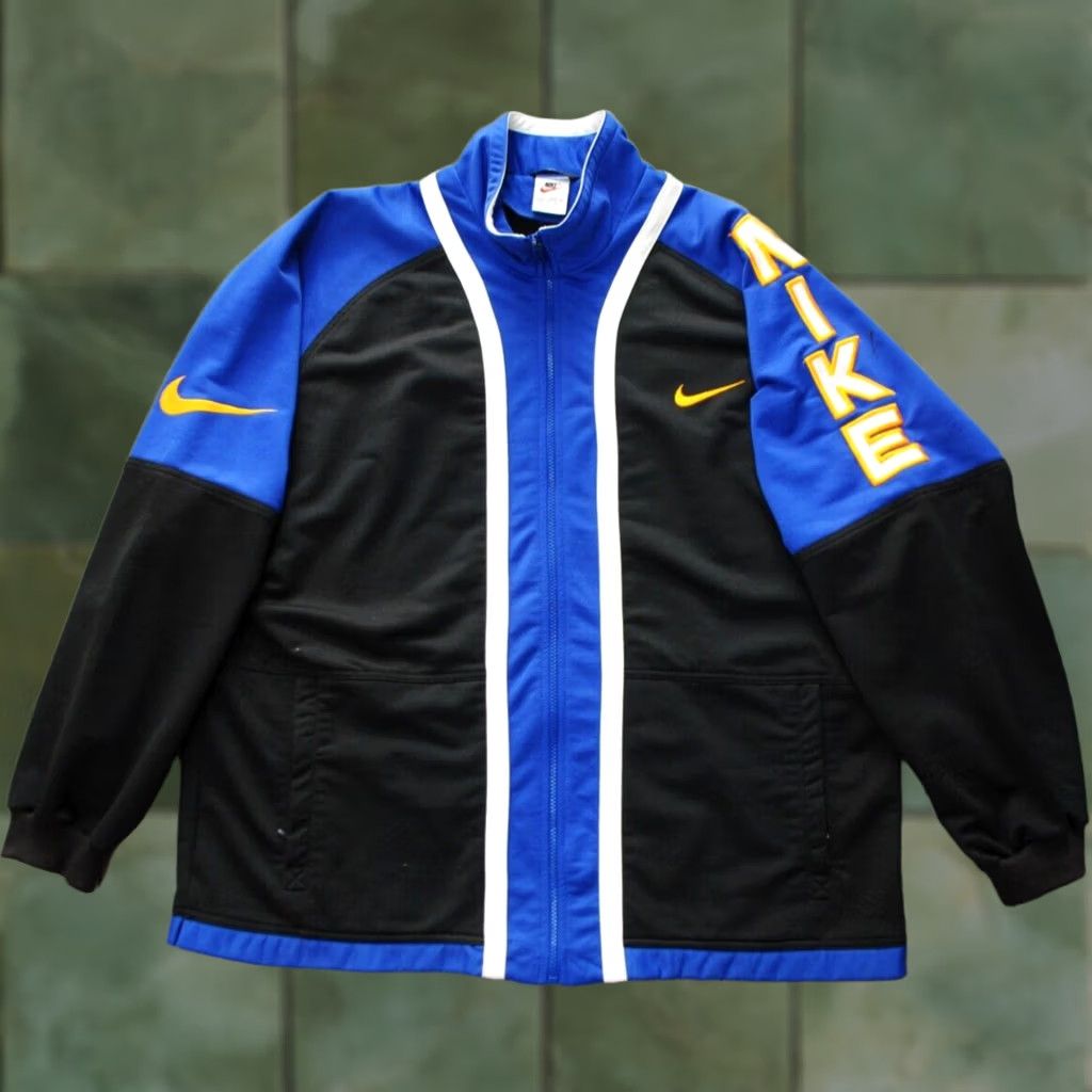 Nike NIKE TRACK JACKET TOP BIG LOGO FULL ZIP RETRO VINTAGE 90'S BLACK BLUE MENS XL Size US XL / EU 56 / 4 - 1 Thumbnail