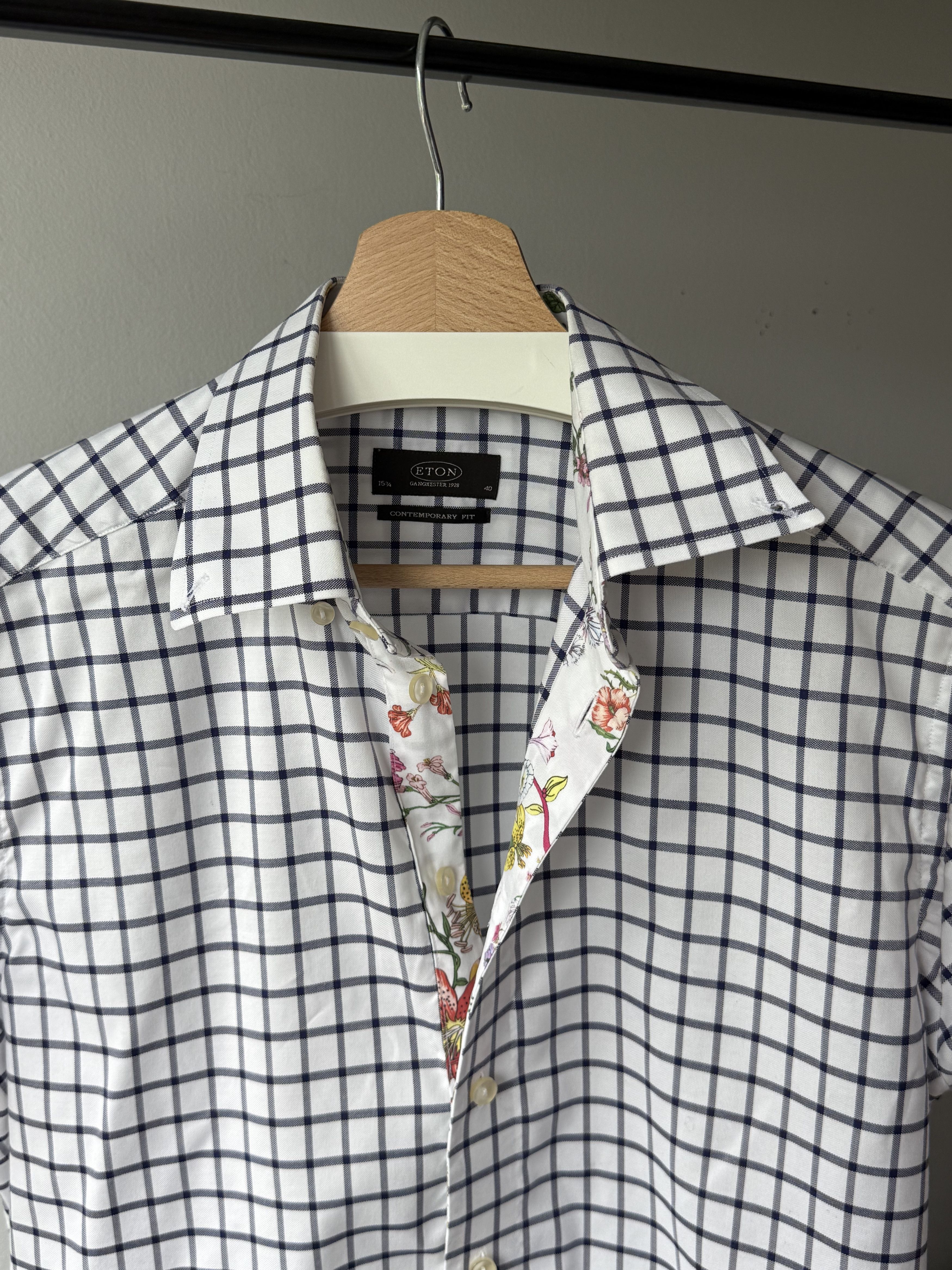 Eton Eton Ganghester 1928 Contemporary Fit Plaid Floral S/S Shirt Size US M / EU 48-50 / 2 - 8 Thumbnail