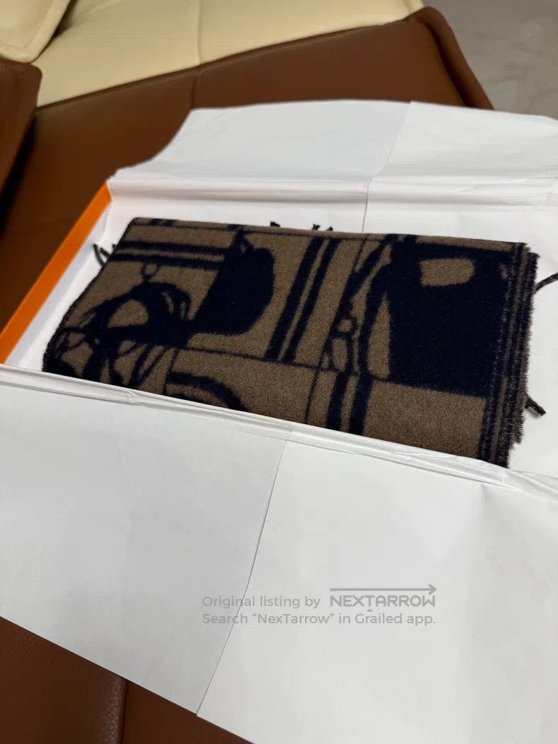 Hermes Hermes size 150*25cm Double-faced cashmere fringe scarf Size ONE SIZE - 2 Thumbnail