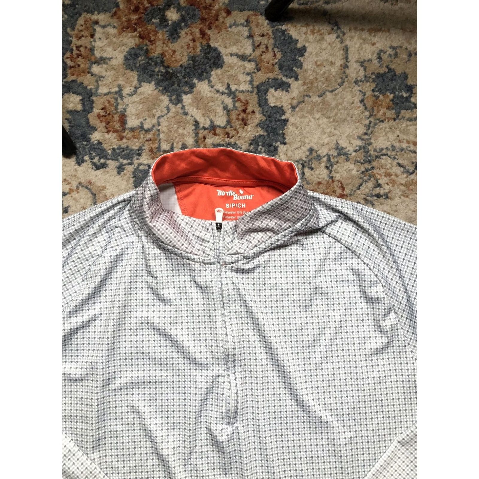 Vintage Birdie Bound Shirt Mens Small Gray Houndstooth 1/4 Zip Pullover Golf Top Lightweight Stretch Raglan Mock Neck Shirt Mens Size US S / EU 44-46 / 1 - 2 Thumbnail