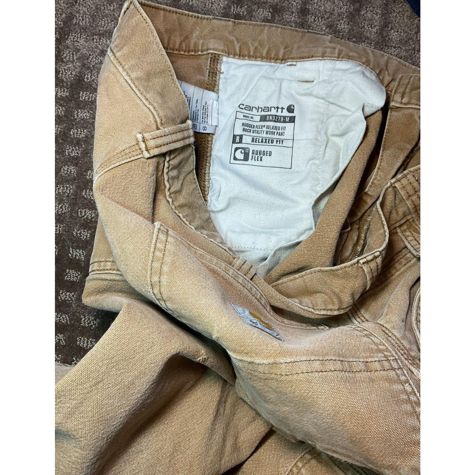 Carhartt 👖 Carhartt Men's Rugged Cotton Duck Work Pants Tan 36x32 Size US 32 / EU 48 - 5 Thumbnail
