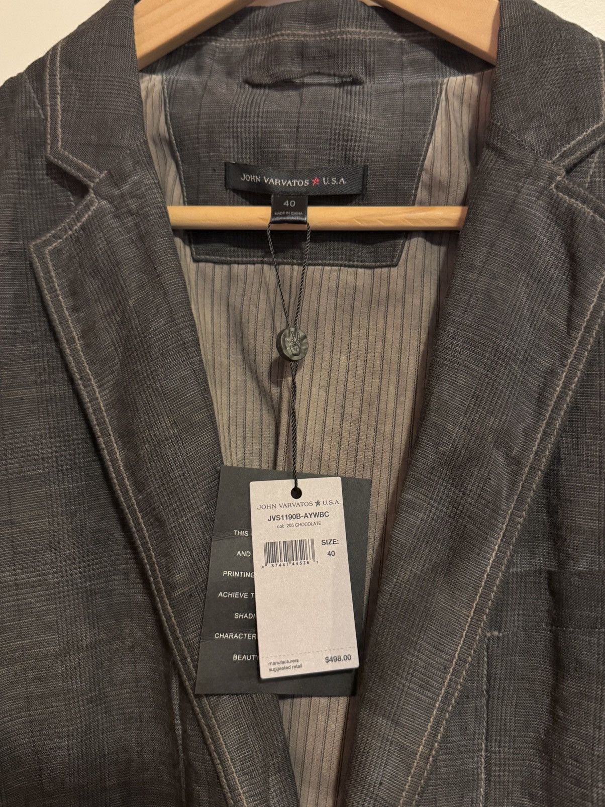 John Varvatos John Varvatos Cold Water Wash Blazer Jacket Brown Size 40 Size 40R - 3 Thumbnail