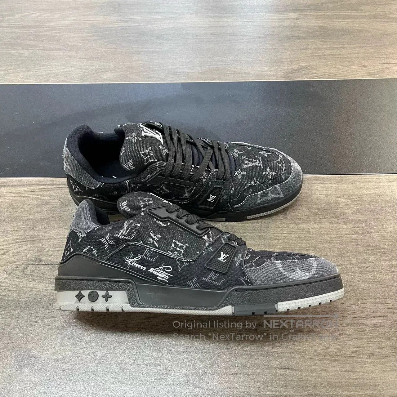 Louis Vuitton LV Trainer Black Denim Sneakers Size 44. Size US 11 / EU 44 - 4 Thumbnail