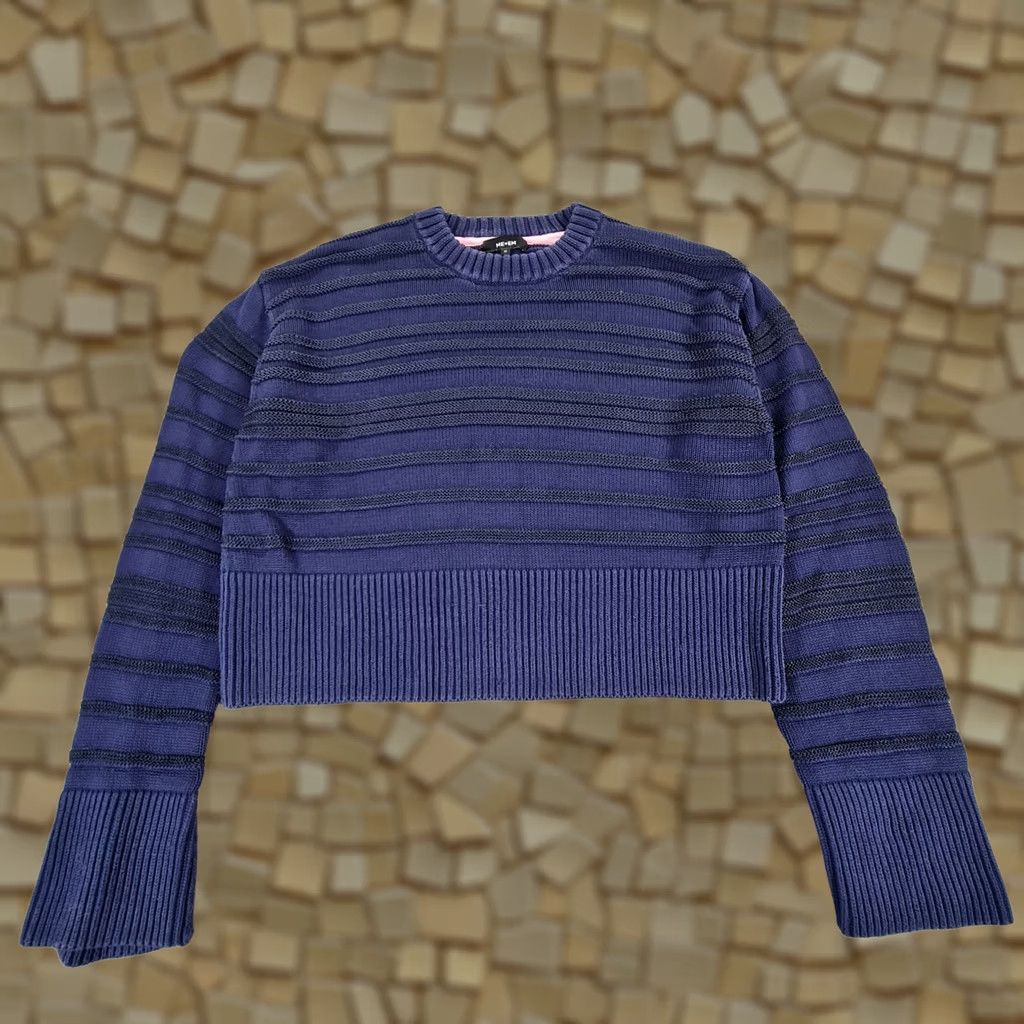 ME+EM ME+EM Womens Jumper Blue Medium Cotton Knitted Crew Pullover Striped Size M / US 6-8 / IT 42-44 - 1 Thumbnail