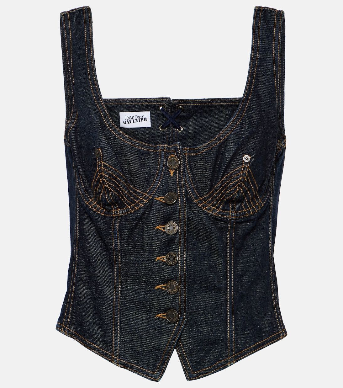 Jean Paul Gaultier $912 Jean Paul Gaultier Denim Bustier Size XS / US 0-2 / IT 36-38 - 1 Thumbnail