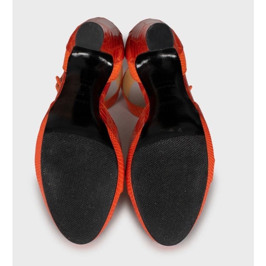 Hermes Hermès Orange Embossed Leather High Heels EU 38.5 Size US 7.5 / IT 37.5 - 5 Thumbnail