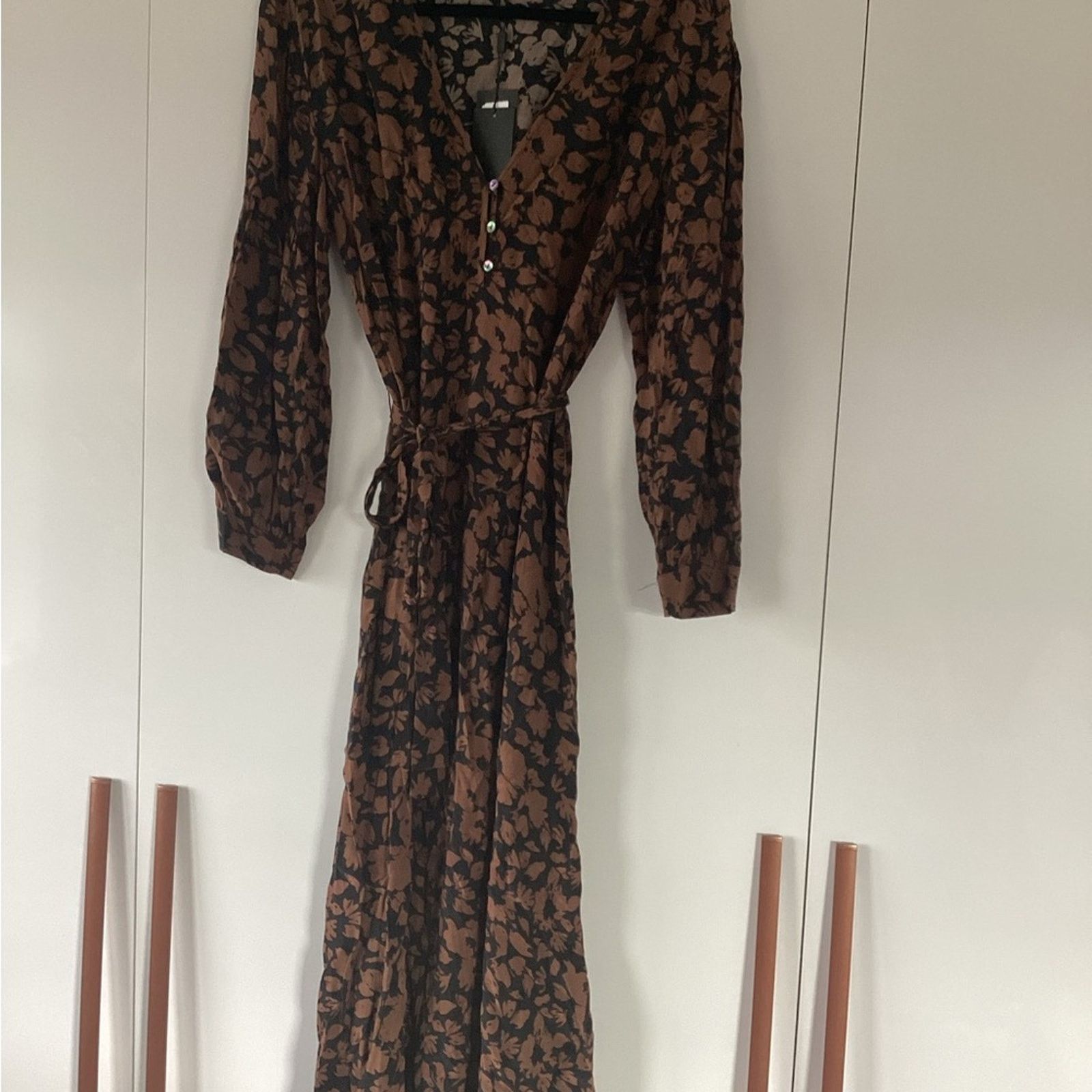 Rails NWT Rails Fabian Crepe Black & Brown Print Midi Dress Sz S Size S / US 4 / IT 40 - 4 Thumbnail