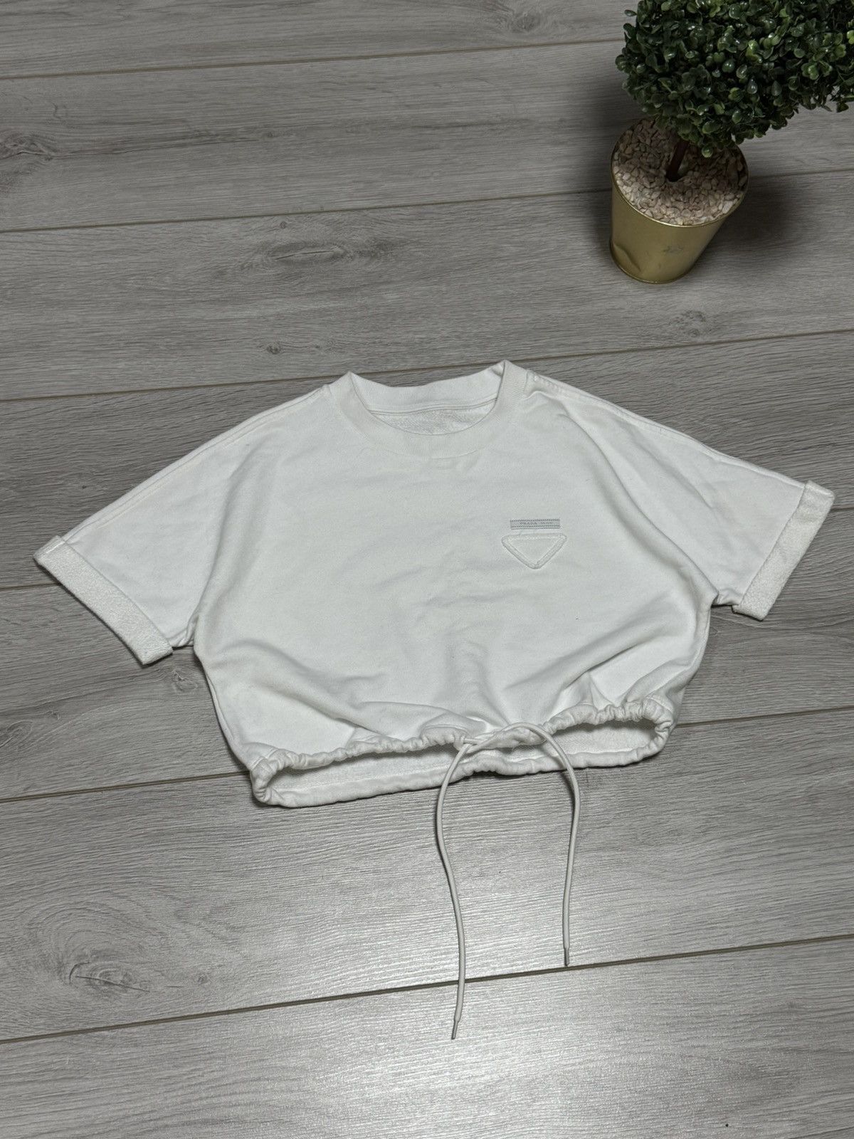 Prada Prada Milano crop top triangle logo tab sweatshirt Size L / US 10 / IT 46 - 2 Thumbnail