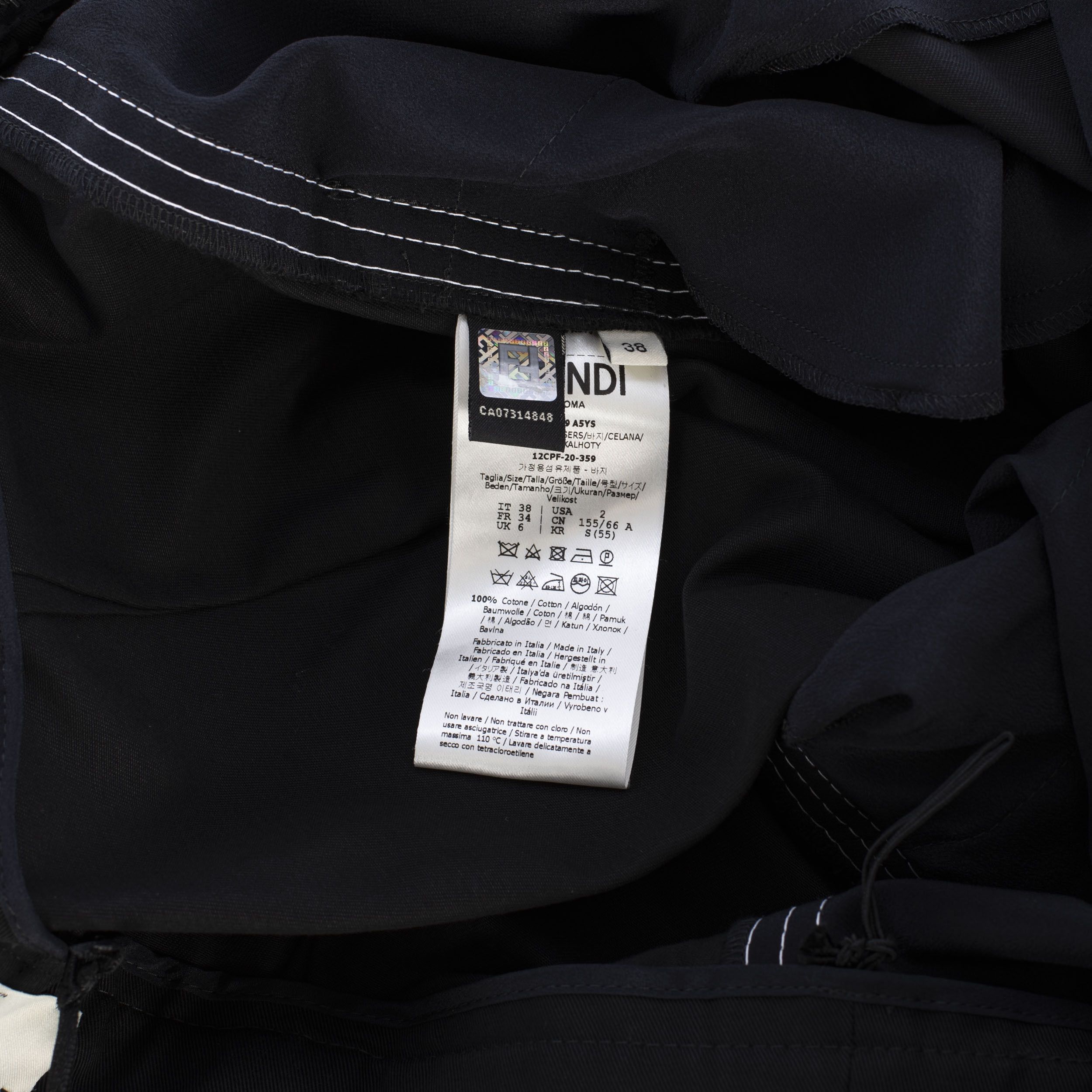 Fendi Pants In Black Cotton With Contrasting Stitch Detailing Size 27" / US 4 / IT 40 - 11 Thumbnail