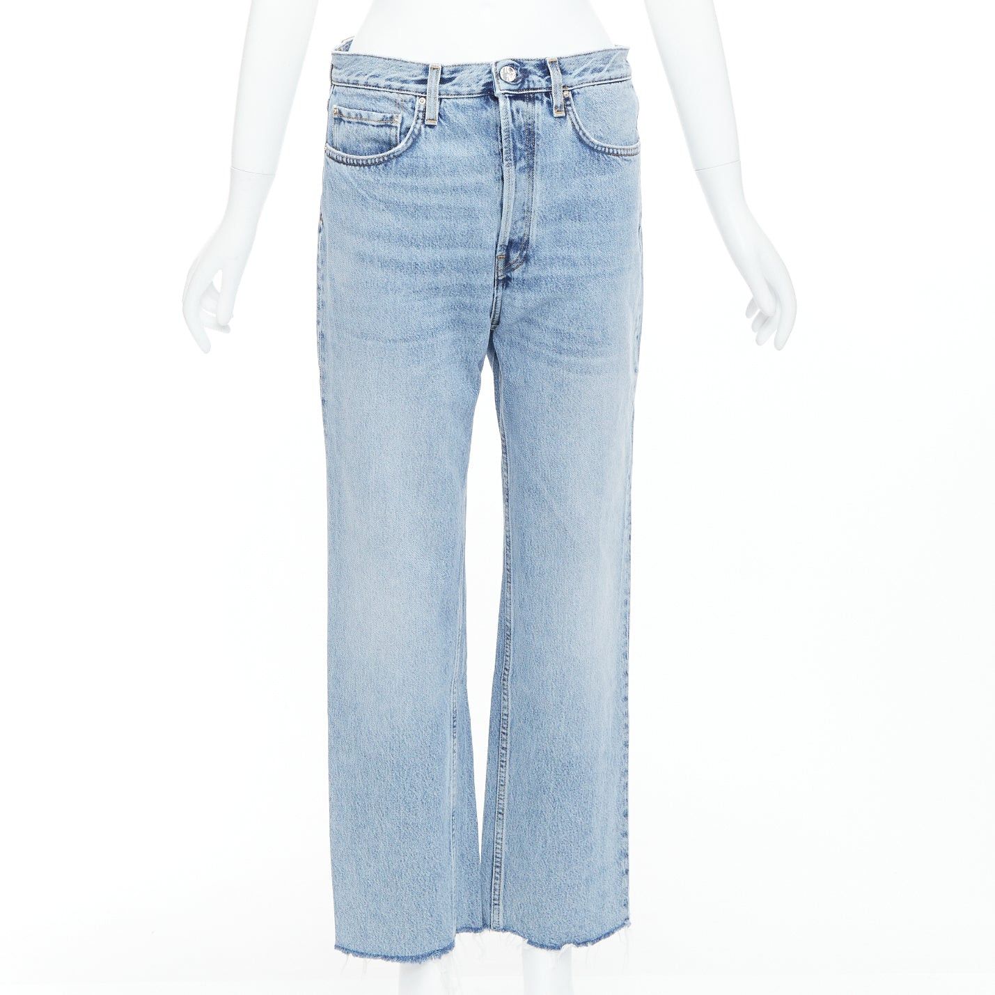 Toteme TOTEME Classic Cut mid blue washed wide leg frayed hem jeans 28" Size 28" / US 6 / IT 42 - 1 Thumbnail
