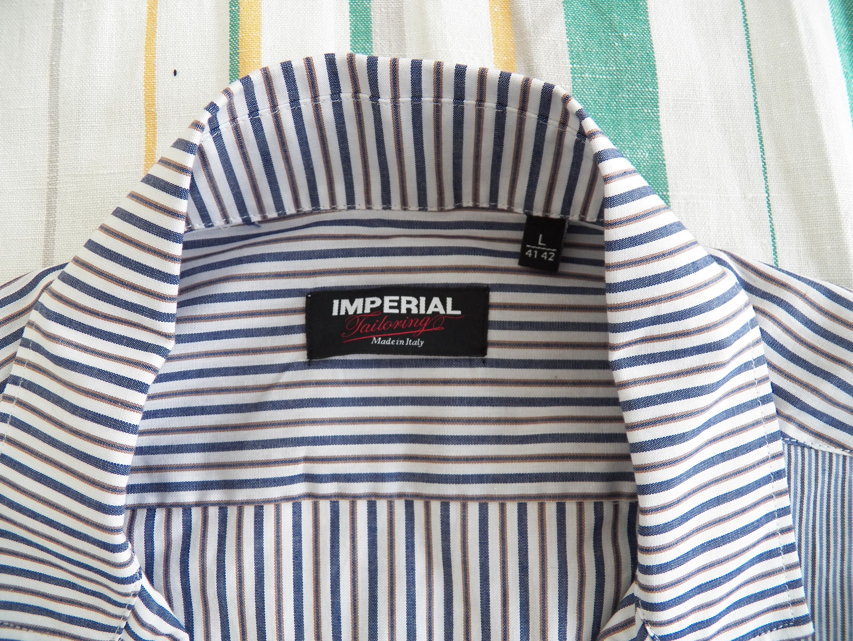 Imperial IMPERIAL Tailoring Mens Lapel Shirt Patchwork Stripe Cotton Size US L / EU 52-54 / 3 - 2 Thumbnail