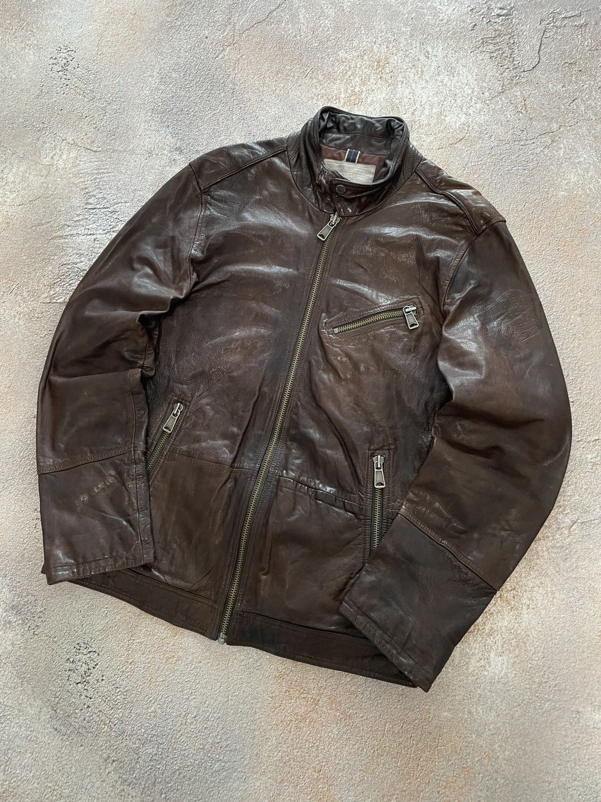 Napapijri Vintage Napapijri Brown Leather Jacket Size US XL / EU 56 / 4 - 2 Thumbnail