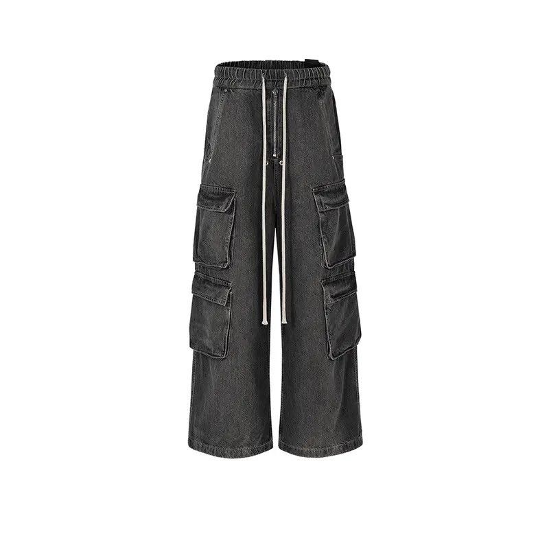 Designer × Japanese Brand × Jean Hombre Drawstring Elastic Baggy Cargo Jeans y2k Size US 34 / EU 50 - 2 Thumbnail