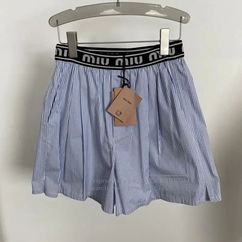 Miu Miu Miu Miu Summer Cotton Blue Striped Shorts . Size 23" - 1 Thumbnail