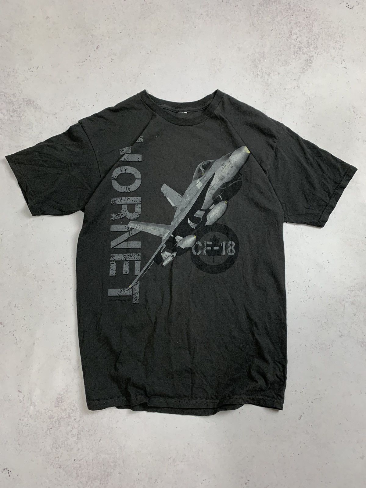 Vintage Hornet CF-18 USA MA-1 Plane Boxy T-shirt L Y2K