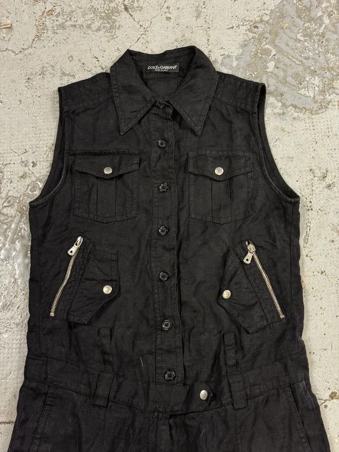 Dolce & Gabbana SS2003 Dolce & Gabbana Black Linen Millitary Combi Set Size XS / US 0-2 / IT 36-38 - 5 Thumbnail