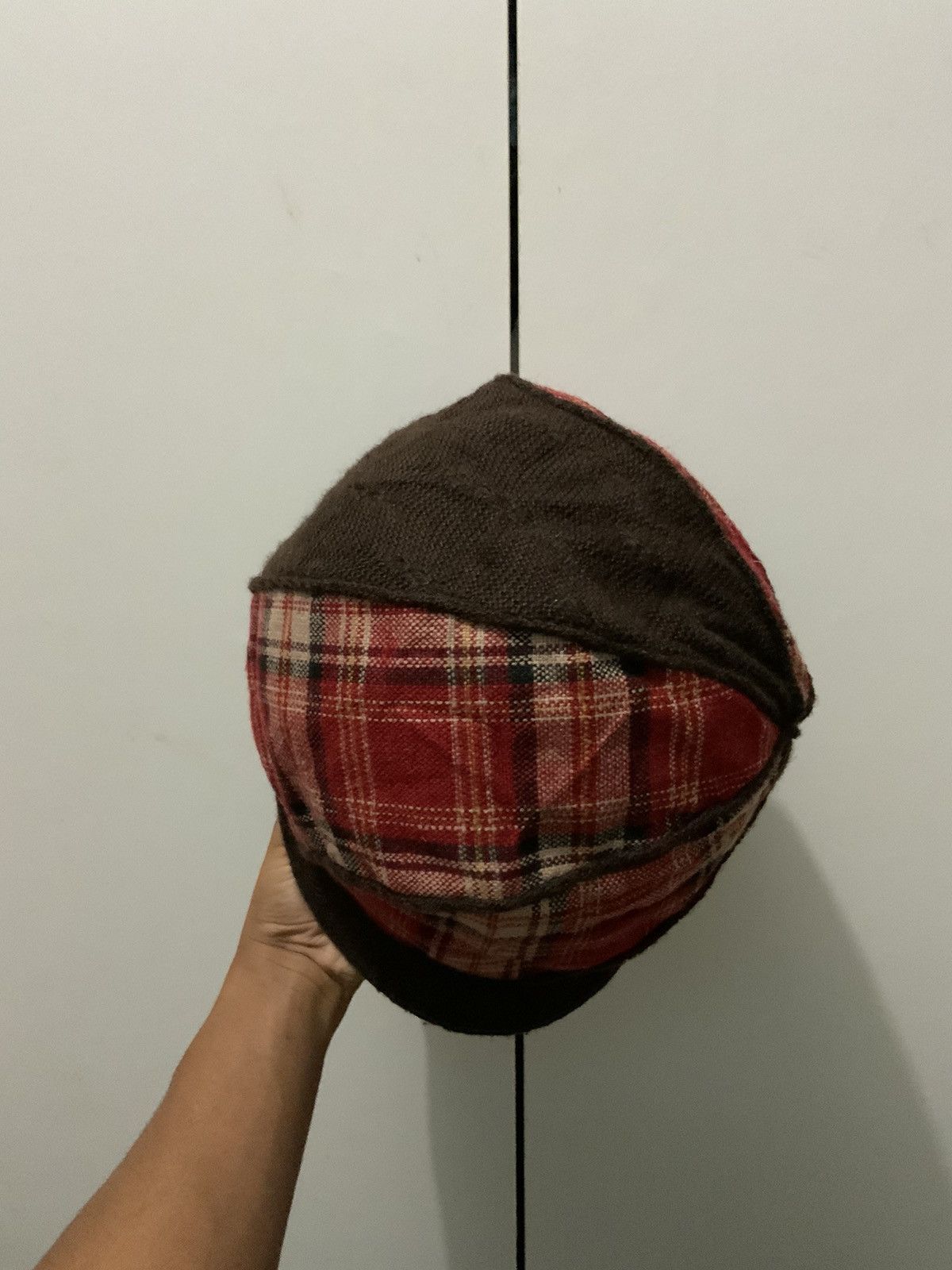 Japanese Brand Patchwork Retro Maroon Newsboy Hat Size ONE SIZE - 6 Thumbnail