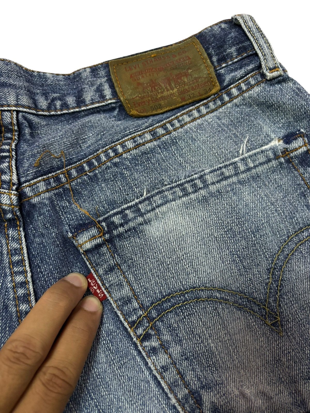 Levi's Vtg 90s Levis 502 Faded Distressed Jeans Size US 30 / EU 46 - 9 Thumbnail