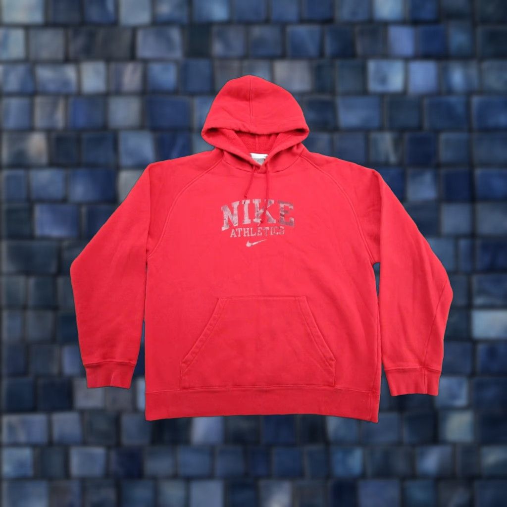 Nike VINTAGE Nike Athletics Silver Tag Pullover Hoodie Sweatshirt Size Medium Red Mens Size US M / EU 48-50 / 2 - 1 Thumbnail