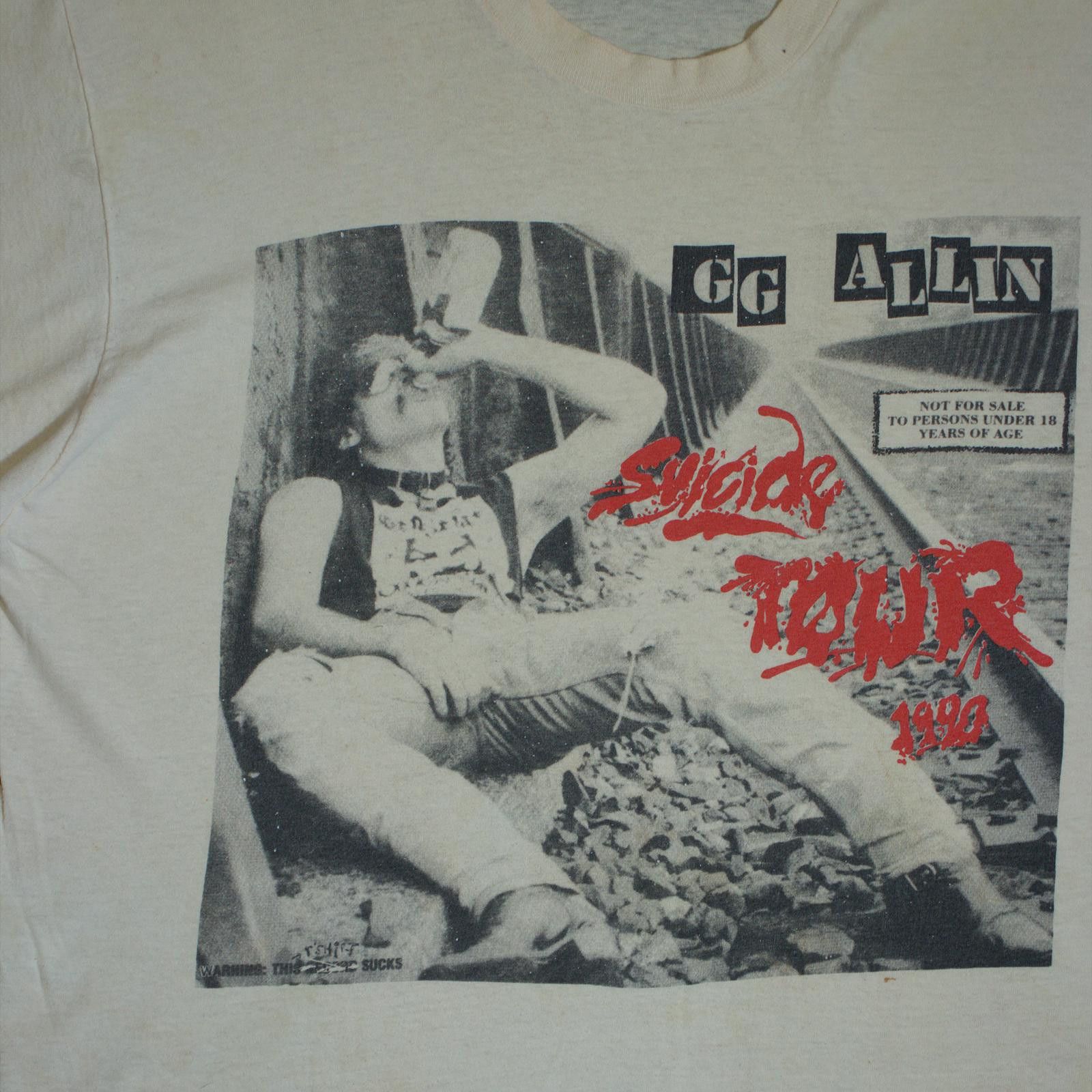 Vintage 1990 GG Allin Suicide Tour Tee Size US XL / EU 56 / 4 - 2 Thumbnail